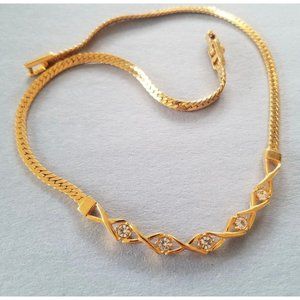 Vintage gold and faux diamond necklace | Mother's Day Gift | Gift for Mother